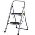 thumbnail image 1 of ZENY 2 Step Ladder Portable Folding Step Stool with Handgrip Anti-Slip, Wide Platform Steps, Gray, 1 of 11