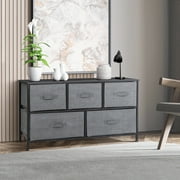 ZENY 2 Tiers Sturdy Steel Frame Wide Dresser Storage Tower Entryway Storage, Gray