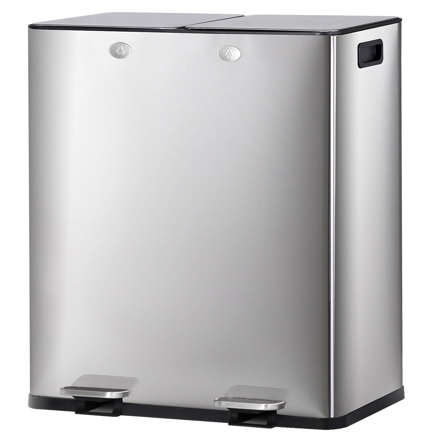 ZENY 2 x 8 Gal Garbage Can Trash Bin Two Compartments Metal Frame with