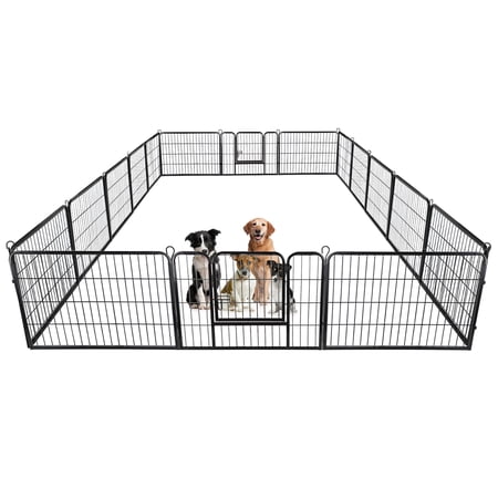 ZENY 24" Dog Playpen 16 Panels Foldable Metal Outdoor Exercise Pet Fence w/ Door