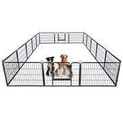 ZENY 24" Dog Playpen 16 Panels Foldable Metal Outdoor Exercise Pet Fence w/ Door