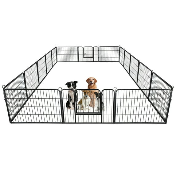 ZENY 24" Height Outdoor Pet Playpen Metal Exercise Fence Kennel Dog Playpen - 16 Panels