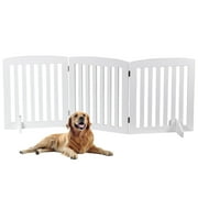 ZENY 24 Inch Pet Dog Gate 3 Panels for Dog Cat Baby, Wooden Dog Door Pet Fence for Doorway, Stairs, Entryway White