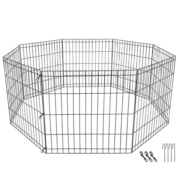 ZENY 24" Pet Playpen Indoor Outdoor 8 Panels Metal Dog Playpen Exercise Fence