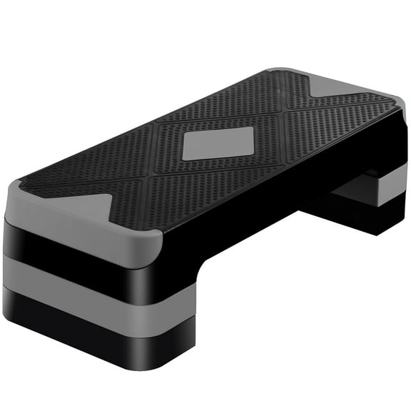 ZENY 26.5" Aerobic Step Platform Adjustable Exercise Workout Stepper w/4 Risers, Gray