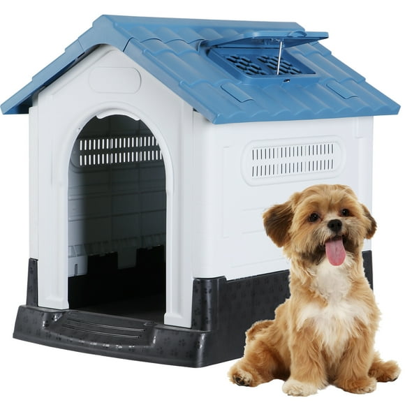 ZENY 26'' Dog House Indoor Outdoor with Adjustable Skylight and Elevated Floor All Weather Pet House for Small Dogs