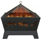 ZENY 26" Metal Pyramidal Guard Fire Pit Burner with Cover&Poker, Wood