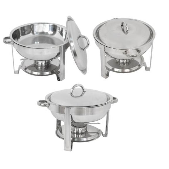 ZENY 3 Pack Chafing Dish Set, Buffet Catering, Stainless Steel Food Warmer, Round