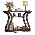 thumbnail image 1 of ZENY 3-Tier Console Table with Charging Station Brown Sofa Side Table, 1 of 13