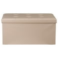 thumbnail image 1 of ZENY 30" Folding Storage Ottoman Bench Entryway MDF PVC Faux Leather Finish, Beige, 1 of 10