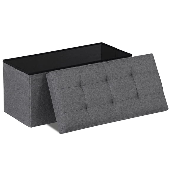 ZENY 30" Folding Storage Ottoman Bench, Holds up to 660 lb, Gray