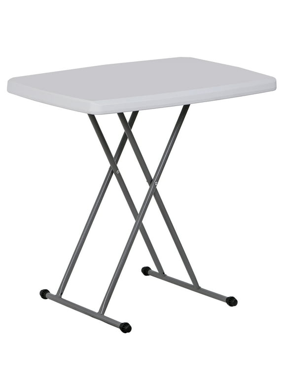 ZENY 30" Height Adjustable Folding Table, Portable Dinner Table TV Tray, White