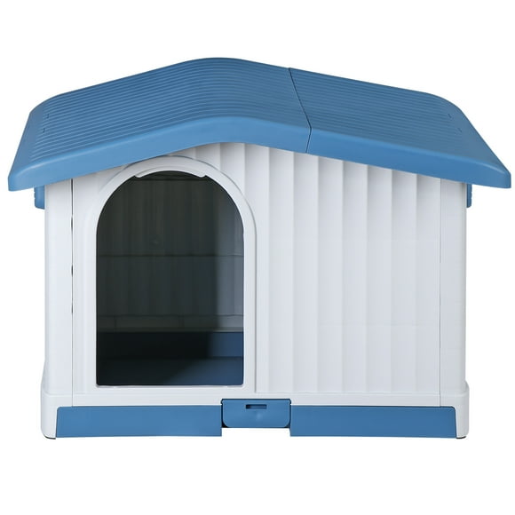 ZENY 34.6" Large Plastic Dog House with Liftable Roof, Detachable Base Adjustable Bar Window