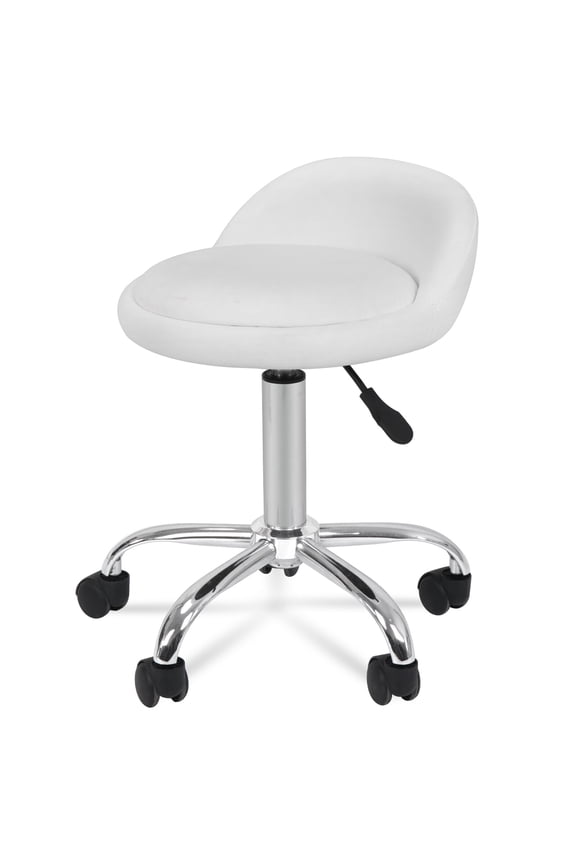 360-Degree Swivel Height Adjustable Indoor Spa Stool Home Office Bar Stool, White