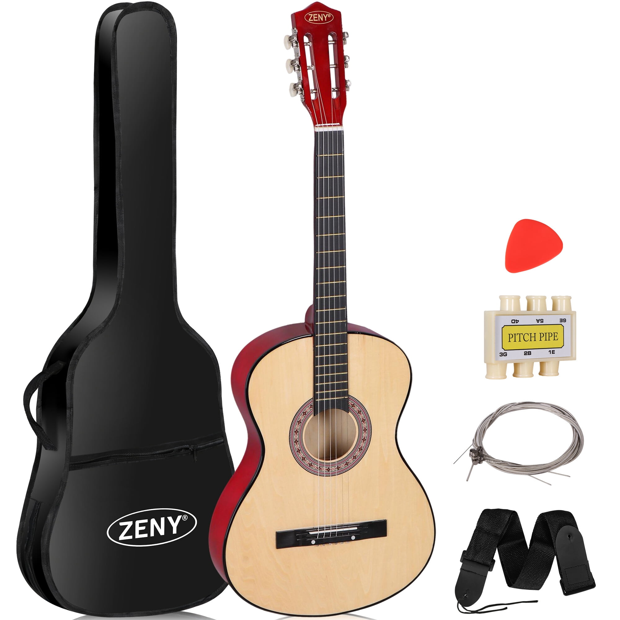 ZENY 38" Acoustic Guitar for Beginners, Student Starter Kit with Gig Bag, Strap, Tuner & Picks -Natural