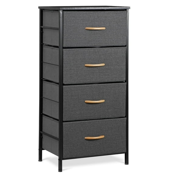 ZENY 4 Drawer Fabric Dresser Storage Tower, Organizer Unit for Bedroom, Living Room, Hallway, Closet Entryway, Dark Gray
