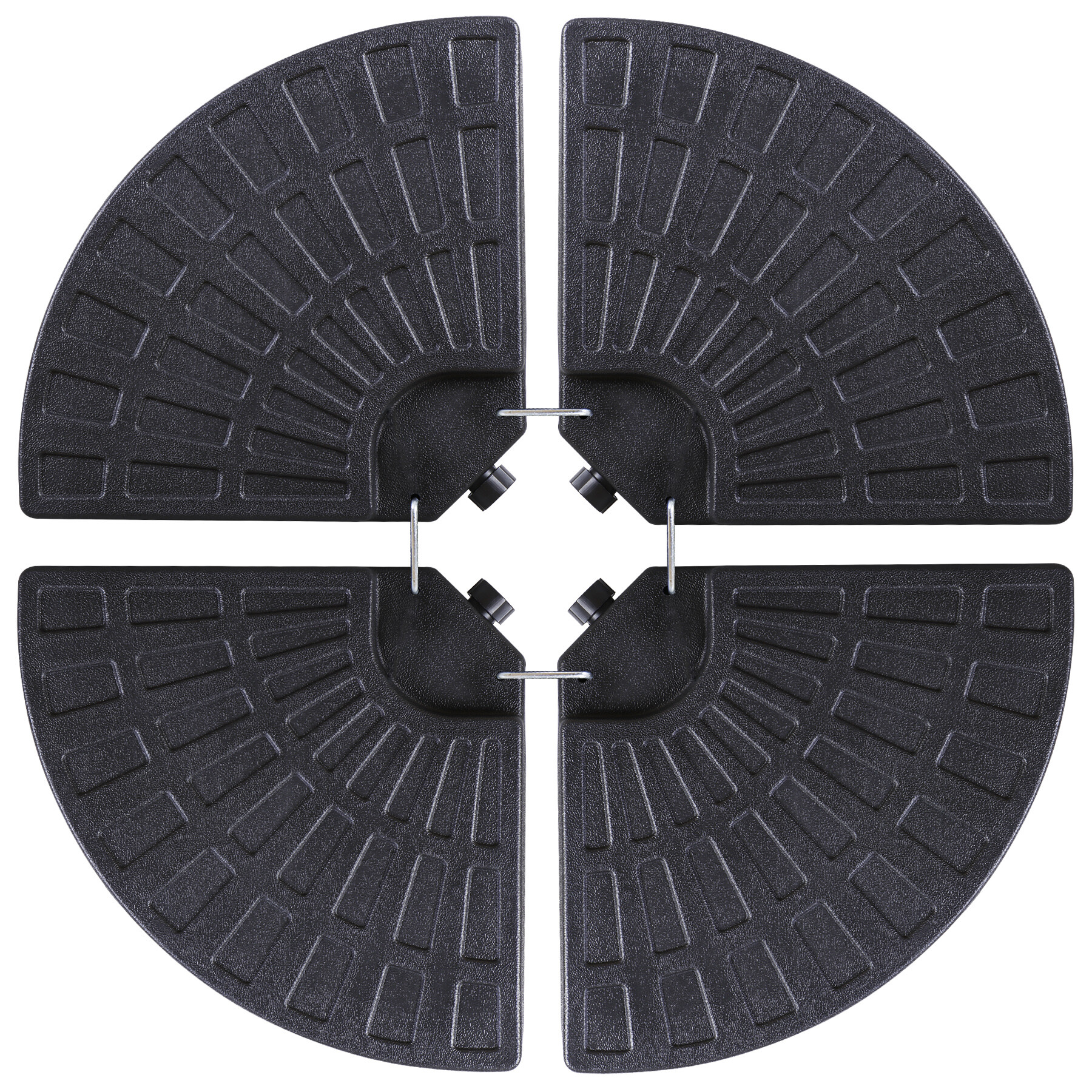 Base para sombrilla de patio offset resistente ZENY de 4 piezas, rellenable con arena, con asas de transporte y boquillas de llenado fácil para agua o arena, negra