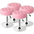 thumbnail image 1 of ZENY 4 Pieces Adjustable Swivel Makeup Metal Frame Salon Stool Modern Big Size Round Vanity Stool Chair, Pink, 1 of 9