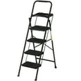thumbnail image 1 of ZENY 4 Step Ladder Folding Step Stool with Tool Tray Wide Non-Slip Pedal, Black, 1 of 10