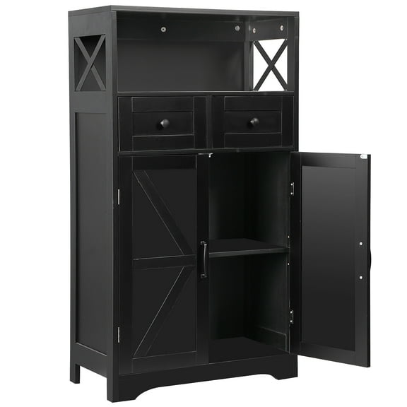 ZENY 42.5" Storage Cabinet with Drawers and Shelves, Kitchen Pantry Storage Cabinet for Dining Living Room Home Office Black