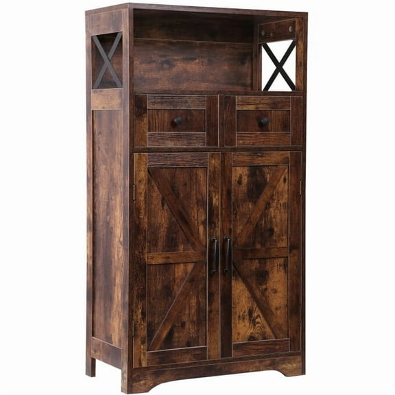 ZENY 42.5" Storage Cabinet with Drawers and Shelves, Kitchen Pantry Storage Cabinet for Dining Living Room Home Office Rustic Brown