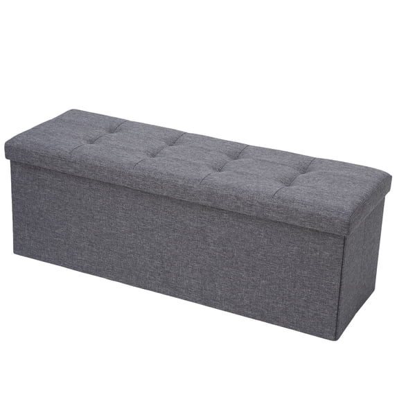 ZENY 43.3 Inches Folding Storage Ottoman Bench Storage Chest Foot Rest Stool Bed End Bench with Foam Padded Seat, Holds up to 660 lb, Gray