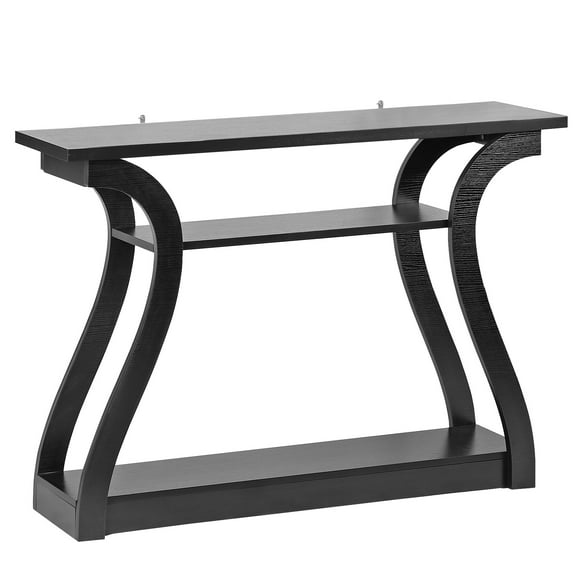 ZENY 47" Accent Console Table Simple Style 3 Tier Shelves Sofa Side Table Entryway, Black