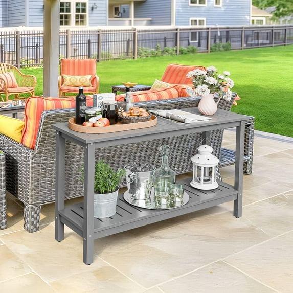 ZENY 48" 2-tier Wooden Console Table, Gray