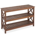 thumbnail image 1 of ZENY 48-Inch Solid Wood Outdoor Console Table, 3-Tier Acacia Wood Sofa Table with Slatted Storage Shelves, 450 lb Capacity, Brown, 1 of 11