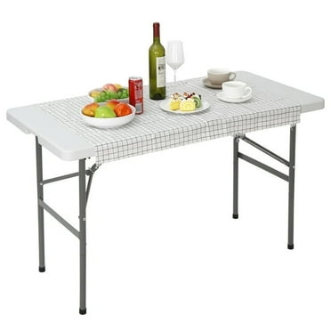 ZENY 4FT Folding Picnic Table Portable Outdoor Indoor Plastic Dining Party Table, White