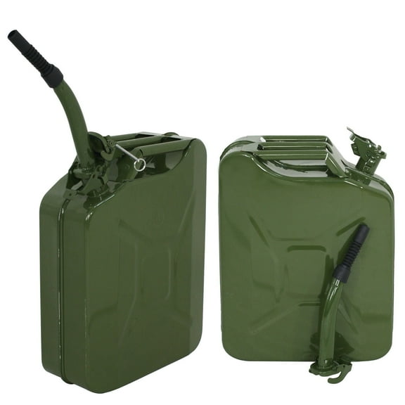 ZENY 5.28 Gallon Gas Jerry Can, 5 Gallon Fuel Steel Tank, Military Green Storage, 2 Pack
