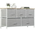 thumbnail image 1 of ZENY 5 Drawer Fabric Dresser Chests Wide Storage Tower Organizer Unit, White, 1 of 7