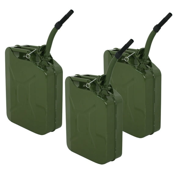ZENY 5 Gal 20L Jerry Can Emergency Backup Gasoline Fuel Steel Tank Green Set of Three