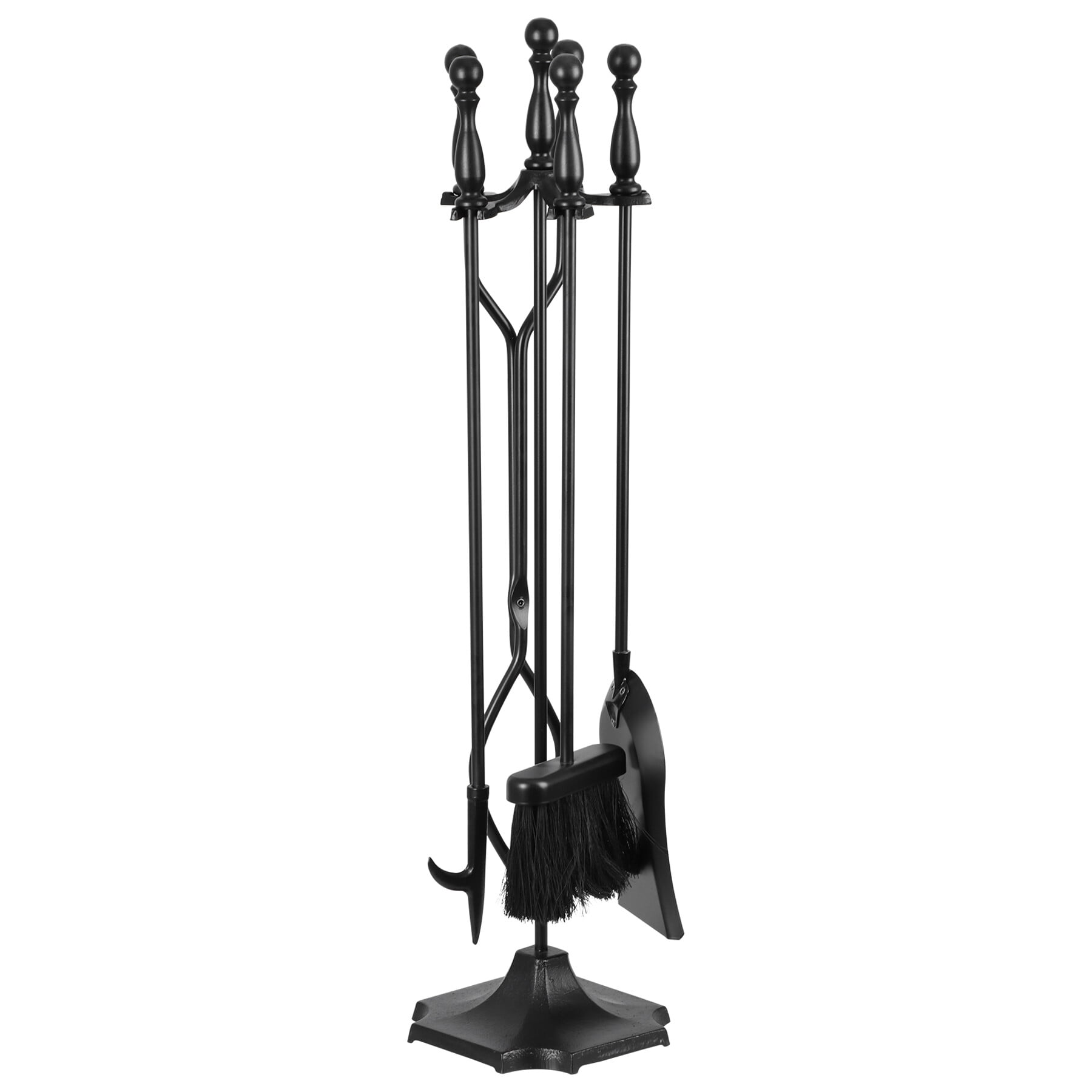 ZENY 5 Pcs Fireplace Tools Metal Frame Home Indoor Stove Accessories, Black ZENY 5 Pcs Fireplace Tools Metal Frame Home Indoor Stove Accessories, Black