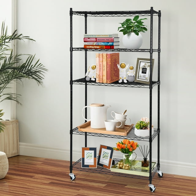 ZENY 5Shelf Kitchen Shelving Storage Wire Rack with Wheels 30L x 14W x