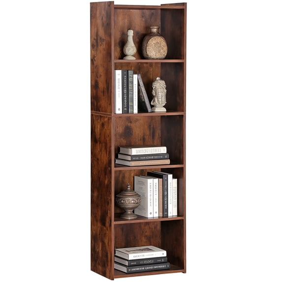 ZENY 5-Tier Bookshelf, Modern Bookcase with Open Shelves for Living Room, Home Office, Bedroom, Rustic Brown