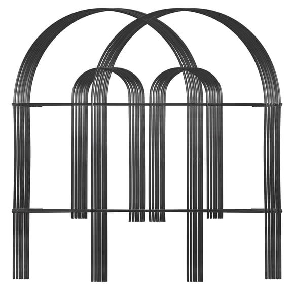 ZENY 50ft x 18in Metal Garden Fence, 35 Panels Decorative Border Fence for Flower Outdoor Yard Edging, Black