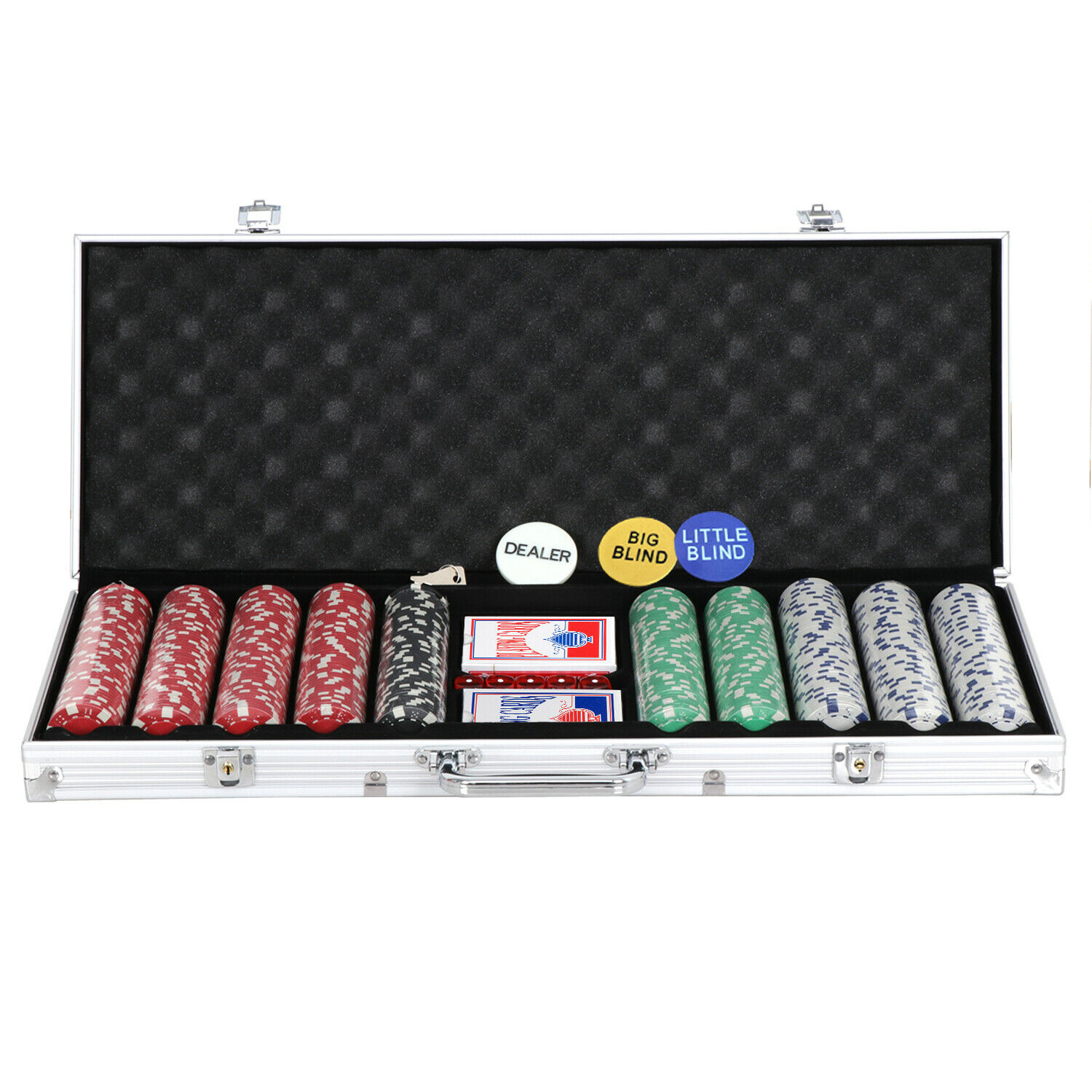 ZENY 500 Poker Chip Set 11.5 Gram Dice Style Aluminum Case, Cards, Dices, Blind Button - image 1 of 6