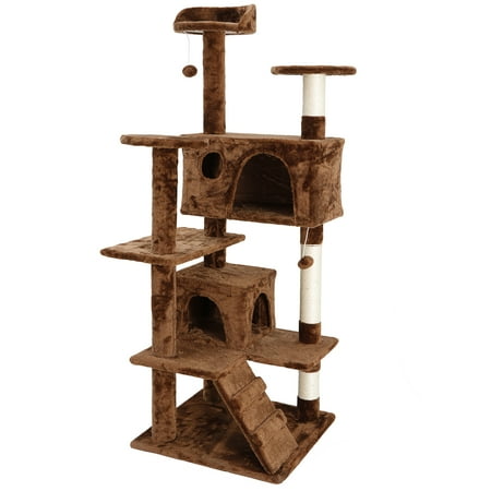 ZENY 53" Cat Tree Multi-Levels Condos Scratching Post Tower Play House, Brown