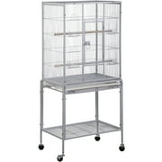 ZENY 53 Rolling Bird Cage Large Wrought Iron Cage Lovebird House with Rolling Stand White