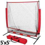 ZENY 5x5FT Portable Baseball Net Softball Practice Net W/ Carry Bag Red & Black