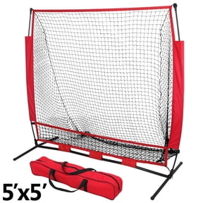 ZENY 5x5FT Portable Baseball Net Softball Practice Net W/ Carry Bag Red & Black