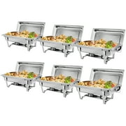 ZENY 6 Packs Stainless Steel Chafing Dish 8 Quart Catering Buffet Warmer, Silver