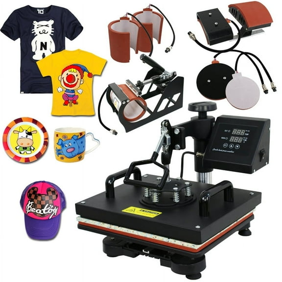 ZENY 6-in-1 Multi-Function Heat Press Machine for T-Shirts, Hats, Caps, Mugs - Digital Transfer & Sublimation