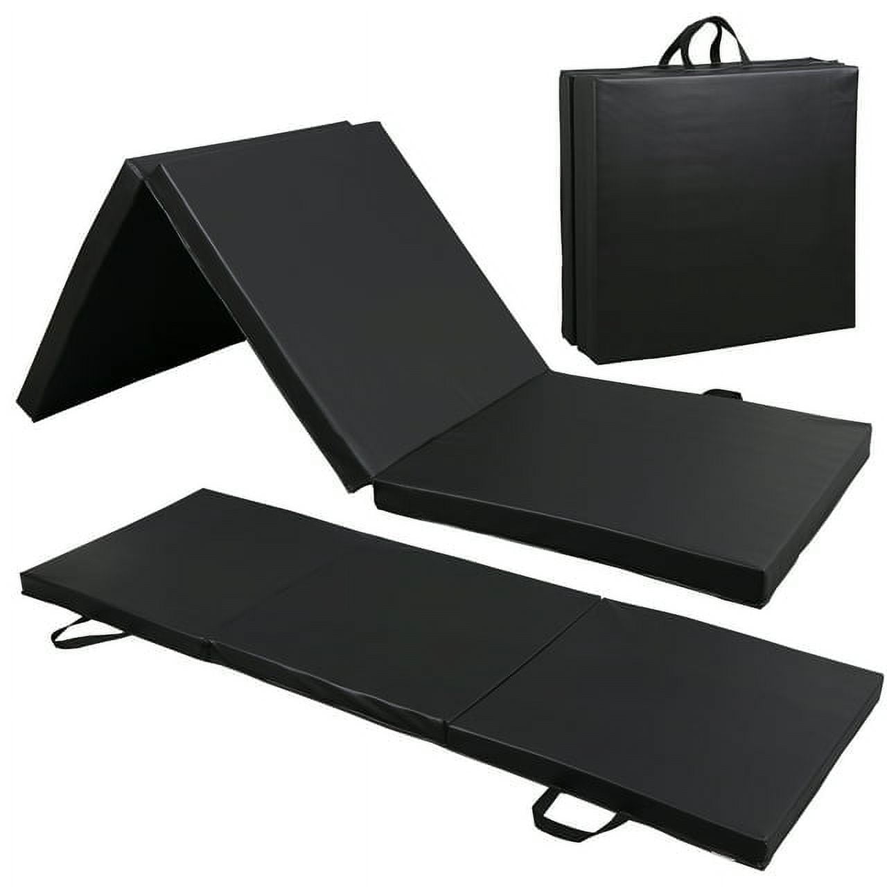 ZENY 6 x 2' Folding Gym Mat Tri-Fold Aerobics Workout Floor Mat, Black 2  Thickness