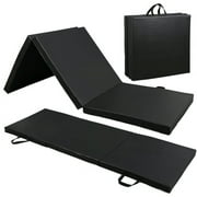 ZENY 6 x 2' Folding Gym Mat Tri-Fold Aerobics Workout Floor Mat, Black 2" Thickness