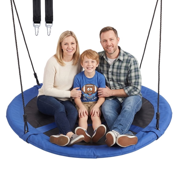 ZENY 60 Inch Extra Large Saucer Tree Swing 660 lbs Capacity Waterproof 900D Oxford Fabric Round Flying Nest Swing for Backyard Kids Adults Blue