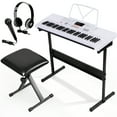 thumbnail image 1 of ZENY 61-Key Portable Electronic Piano LED Display Keyboard Kit W/ Music Stand, Headphones, Microphone, White, 1 of 7