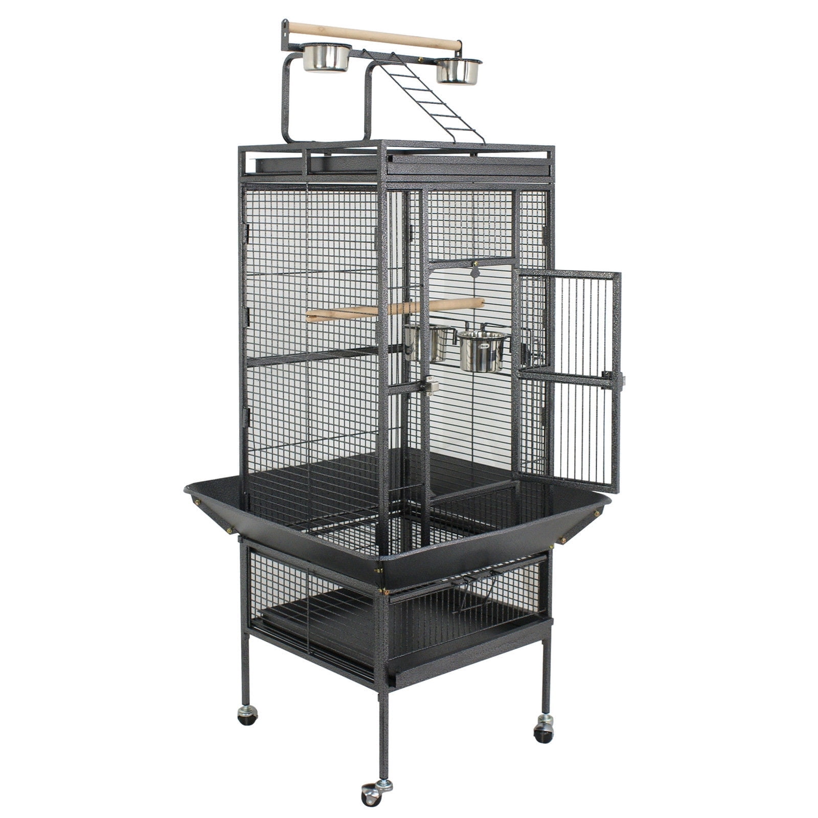 Zeny 61 Large Bird Cage with Rolling Stand Parrot Chinchilla Finch Cage Macaw Conure Cockatiel Cockatoo Pet House Wrought Iron Birdcage