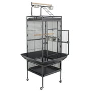 Zeny 61" Large Bird Cage with Rolling Stand Parrot Chinchilla Finch Cage Macaw Conure Cockatiel Cockatoo Pet House Wrought Iron Birdcage